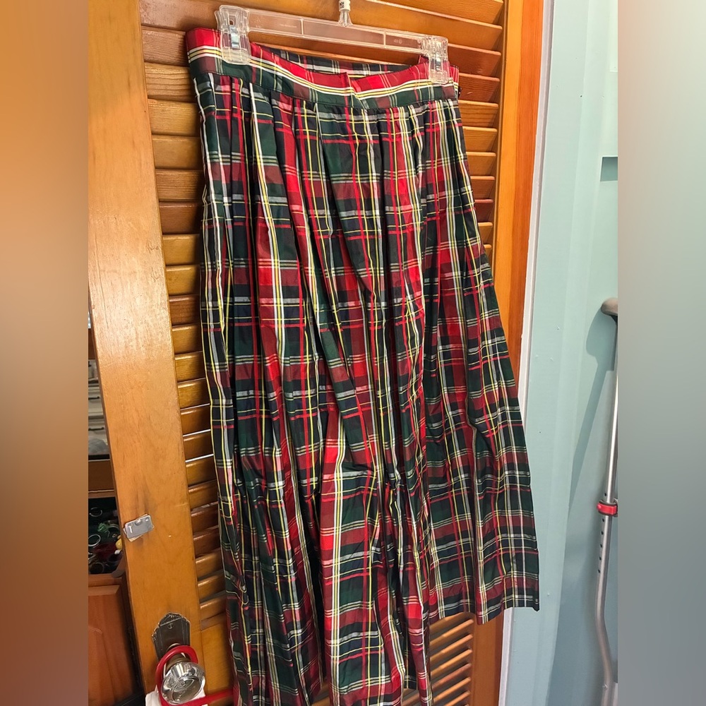 Susan Bristol Festive Holiday Vintage A-Line Plaid Skirt - Red, Green, Yellow